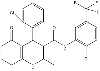 4-(2-chlorophenyl)-N-[2-chloro-5-(trifluoromethyl)phenyl]-2-methyl-5-oxo-1,4,5,6,7,8-hexahydro-3-quinolinecarboxamide Structure