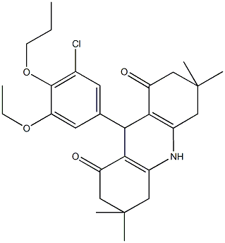 9-(3-chloro-5-ethoxy-4-propoxyphenyl)-3,3,6,6-tetramethyl-3,4,6,7,9,10-hexahydro-1,8(2H,5H)-acridinedione,428825-22-3,结构式