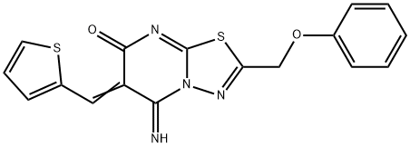 5-imino-2-(phenoxymethyl)-6-(2-thienylmethylene)-5,6-dihydro-7H-[1,3,4]thiadiazolo[3,2-a]pyrimidin-7-one,428826-05-5,结构式