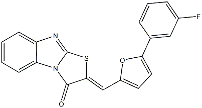 2-{[5-(3-fluorophenyl)-2-furyl]methylene}[1,3]thiazolo[3,2-a]benzimidazol-3(2H)-one 结构式