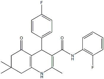 N-(2-fluorophenyl)-4-(4-fluorophenyl)-2,7,7-trimethyl-5-oxo-1,4,5,6,7,8-hexahydro-3-quinolinecarboxamide Struktur