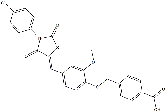 4-[(4-{[3-(4-chlorophenyl)-2,4-dioxo-1,3-thiazolidin-5-ylidene]methyl}-2-methoxyphenoxy)methyl]benzoic acid|