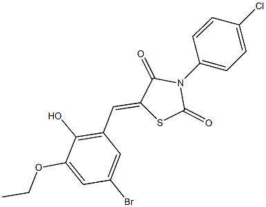 5-(5-bromo-3-ethoxy-2-hydroxybenzylidene)-3-(4-chlorophenyl)-1,3-thiazolidine-2,4-dione,428830-17-5,结构式
