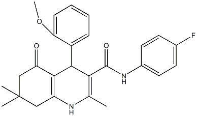 N-(4-fluorophenyl)-4-(2-methoxyphenyl)-2,7,7-trimethyl-5-oxo-1,4,5,6,7,8-hexahydro-3-quinolinecarboxamide 结构式