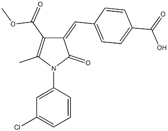 4-{[1-(3-chlorophenyl)-4-(methoxycarbonyl)-5-methyl-2-oxo-1,2-dihydro-3H-pyrrol-3-ylidene]methyl}benzoic acid Structure