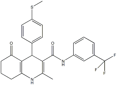 2-methyl-4-[4-(methylsulfanyl)phenyl]-5-oxo-N-[3-(trifluoromethyl)phenyl]-1,4,5,6,7,8-hexahydro-3-quinolinecarboxamide Structure