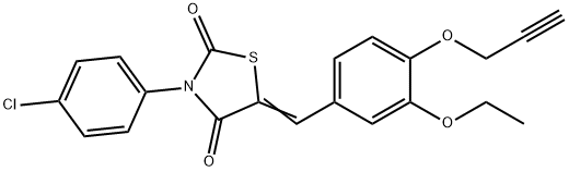 3-(4-chlorophenyl)-5-[3-ethoxy-4-(2-propynyloxy)benzylidene]-1,3-thiazolidine-2,4-dione,428834-20-2,结构式