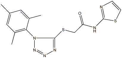 2-[(1-mesityl-1H-tetraazol-5-yl)sulfanyl]-N-(1,3-thiazol-2-yl)acetamide,428838-84-0,结构式