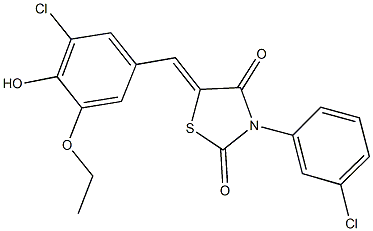 5-(3-chloro-5-ethoxy-4-hydroxybenzylidene)-3-(3-chlorophenyl)-1,3-thiazolidine-2,4-dione 化学構造式