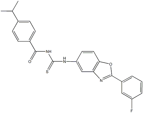 N-[2-(3-fluorophenyl)-1,3-benzoxazol-5-yl]-N'-(4-isopropylbenzoyl)thiourea Structure