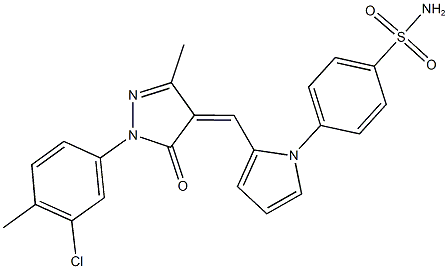 4-(2-{[1-(3-chloro-4-methylphenyl)-3-methyl-5-oxo-1,5-dihydro-4H-pyrazol-4-ylidene]methyl}-1H-pyrrol-1-yl)benzenesulfonamide 化学構造式