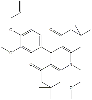 9-[4-(allyloxy)-3-methoxyphenyl]-10-(2-methoxyethyl)-3,3,6,6-tetramethyl-3,4,6,7,9,10-hexahydro-1,8(2H,5H)-acridinedione Structure