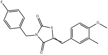 3-(4-fluorobenzyl)-5-(4-methoxy-3-methylbenzylidene)-1,3-thiazolidine-2,4-dione 结构式