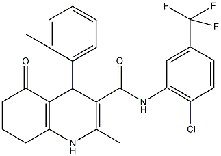 N-[2-chloro-5-(trifluoromethyl)phenyl]-2-methyl-4-(2-methylphenyl)-5-oxo-1,4,5,6,7,8-hexahydro-3-quinolinecarboxamide Struktur