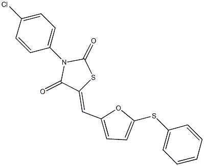 3-(4-chlorophenyl)-5-{[5-(phenylsulfanyl)-2-furyl]methylene}-1,3-thiazolidine-2,4-dione 结构式