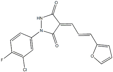 1-(3-chloro-4-fluorophenyl)-4-[3-(2-furyl)-2-propenylidene]-3,5-pyrazolidinedione Structure