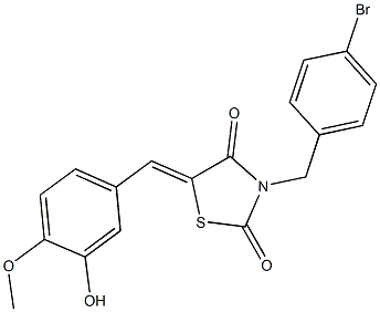 3-(4-bromobenzyl)-5-(3-hydroxy-4-methoxybenzylidene)-1,3-thiazolidine-2,4-dione Structure