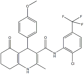 N-[2-chloro-5-(trifluoromethyl)phenyl]-4-(4-methoxyphenyl)-2-methyl-5-oxo-1,4,5,6,7,8-hexahydro-3-quinolinecarboxamide,428850-73-1,结构式