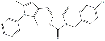 3-(4-chlorobenzyl)-5-{[2,5-dimethyl-1-(3-pyridinyl)-1H-pyrrol-3-yl]methylene}-1,3-thiazolidine-2,4-dione,428850-75-3,结构式