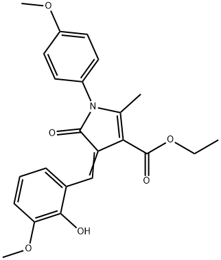 ethyl 4-(2-hydroxy-3-methoxybenzylidene)-1-(4-methoxyphenyl)-2-methyl-5-oxo-4,5-dihydro-1H-pyrrole-3-carboxylate 化学構造式