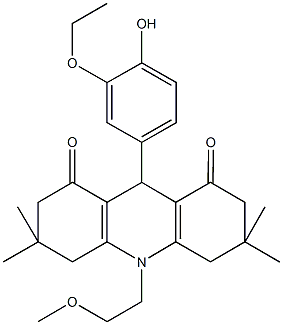 9-(3-ethoxy-4-hydroxyphenyl)-10-(2-methoxyethyl)-3,3,6,6-tetramethyl-3,4,6,7,9,10-hexahydro-1,8(2H,5H)-acridinedione,428852-56-6,结构式