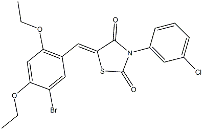 5-(5-bromo-2,4-diethoxybenzylidene)-3-(3-chlorophenyl)-1,3-thiazolidine-2,4-dione,429621-78-3,结构式