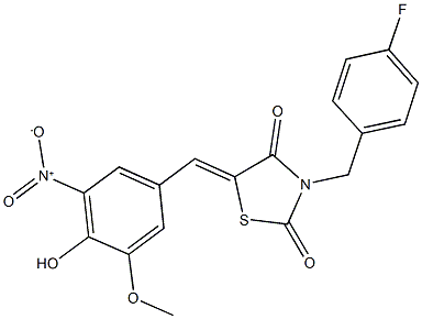 3-(4-fluorobenzyl)-5-{4-hydroxy-3-nitro-5-methoxybenzylidene}-1,3-thiazolidine-2,4-dione,429622-05-9,结构式