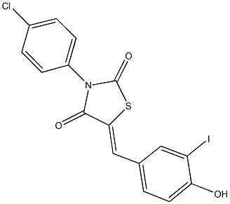 3-(4-chlorophenyl)-5-(4-hydroxy-3-iodobenzylidene)-1,3-thiazolidine-2,4-dione Structure