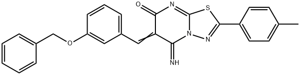 6-[3-(benzyloxy)benzylidene]-5-imino-2-(4-methylphenyl)-5,6-dihydro-7H-[1,3,4]thiadiazolo[3,2-a]pyrimidin-7-one Struktur