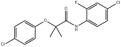 N-(4-chloro-2-fluorophenyl)-2-(4-chlorophenoxy)-2-methylpropanamide 化学構造式