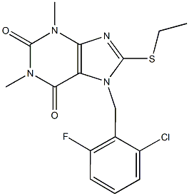 7-(2-chloro-6-fluorobenzyl)-8-(ethylsulfanyl)-1,3-dimethyl-3,7-dihydro-1H-purine-2,6-dione|