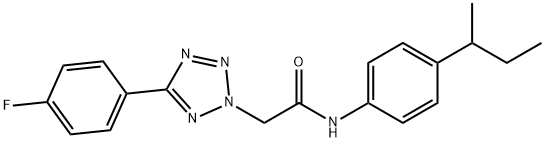 N-(4-sec-butylphenyl)-2-[5-(4-fluorophenyl)-2H-tetraazol-2-yl]acetamide 化学構造式