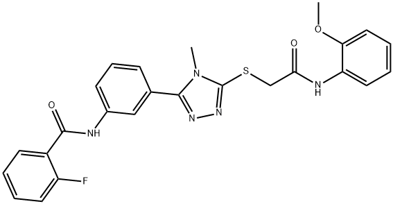 2-fluoro-N-[3-(5-{[2-(2-methoxyanilino)-2-oxoethyl]sulfanyl}-4-methyl-4H-1,2,4-triazol-3-yl)phenyl]benzamide 结构式
