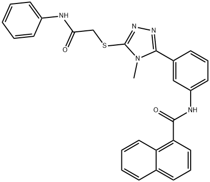 N-(3-{5-[(2-anilino-2-oxoethyl)sulfanyl]-4-methyl-4H-1,2,4-triazol-3-yl}phenyl)-1-naphthamide 化学構造式