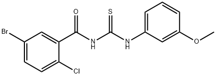 N-(5-bromo-2-chlorobenzoyl)-N'-(3-methoxyphenyl)thiourea,429642-07-9,结构式