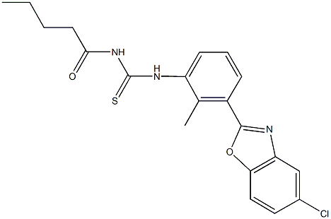 N-[3-(5-chloro-1,3-benzoxazol-2-yl)-2-methylphenyl]-N'-pentanoylthiourea Struktur