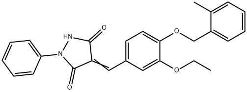 4-{3-ethoxy-4-[(2-methylbenzyl)oxy]benzylidene}-1-phenyl-3,5-pyrazolidinedione 结构式