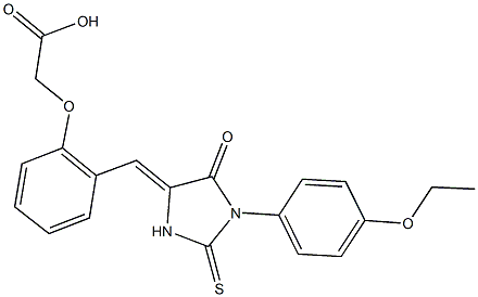 (2-{[1-(4-ethoxyphenyl)-5-oxo-2-thioxo-4-imidazolidinylidene]methyl}phenoxy)acetic acid Struktur