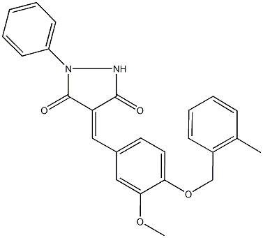 4-{3-methoxy-4-[(2-methylbenzyl)oxy]benzylidene}-1-phenyl-3,5-pyrazolidinedione,429649-66-1,结构式