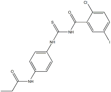 N-[4-({[(2-chloro-5-iodobenzoyl)amino]carbothioyl}amino)phenyl]propanamide Structure