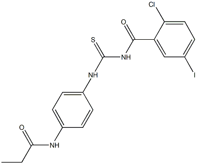 N-[4-({[(2-chloro-5-iodobenzoyl)amino]carbothioyl}amino)phenyl]propanamide,429653-16-7,结构式