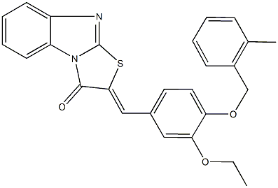 2-{3-ethoxy-4-[(2-methylbenzyl)oxy]benzylidene}[1,3]thiazolo[3,2-a]benzimidazol-3(2H)-one Struktur