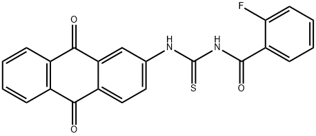 N-(9,10-dioxo-9,10-dihydroanthracen-2-yl)-N'-(2-fluorobenzoyl)thiourea Struktur