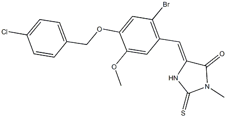 5-{2-bromo-4-[(4-chlorobenzyl)oxy]-5-methoxybenzylidene}-3-methyl-2-thioxo-4-imidazolidinone Structure