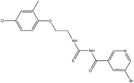 N-[(5-bromo-3-pyridinyl)carbonyl]-N'-[2-(4-chloro-2-methylphenoxy)ethyl]thiourea 化学構造式