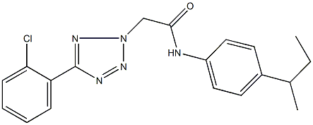 N-(4-sec-butylphenyl)-2-[5-(2-chlorophenyl)-2H-tetraazol-2-yl]acetamide 结构式