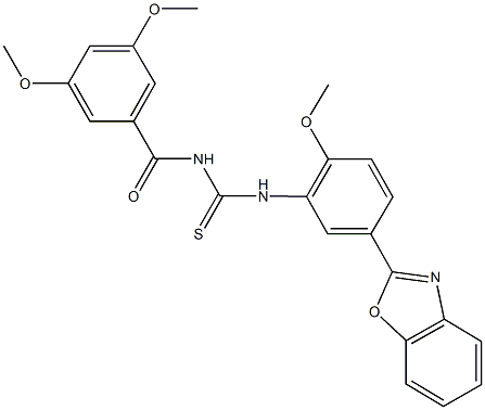 N-[5-(1,3-benzoxazol-2-yl)-2-methoxyphenyl]-N'-(3,5-dimethoxybenzoyl)thiourea Struktur