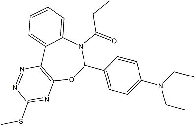 N,N-diethyl-4-[3-(methylsulfanyl)-7-propionyl-6,7-dihydro[1,2,4]triazino[5,6-d][3,1]benzoxazepin-6-yl]aniline,430451-35-7,结构式