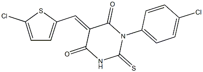 1-(4-chlorophenyl)-5-[(5-chloro-2-thienyl)methylene]-2-thioxodihydro-4,6(1H,5H)-pyrimidinedione 结构式