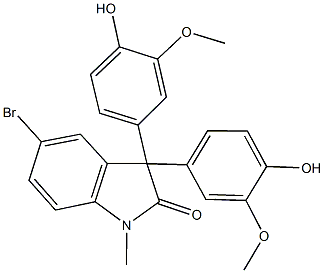 5-bromo-3,3-bis(4-hydroxy-3-methoxyphenyl)-1-methyl-1,3-dihydro-2H-indol-2-one Structure